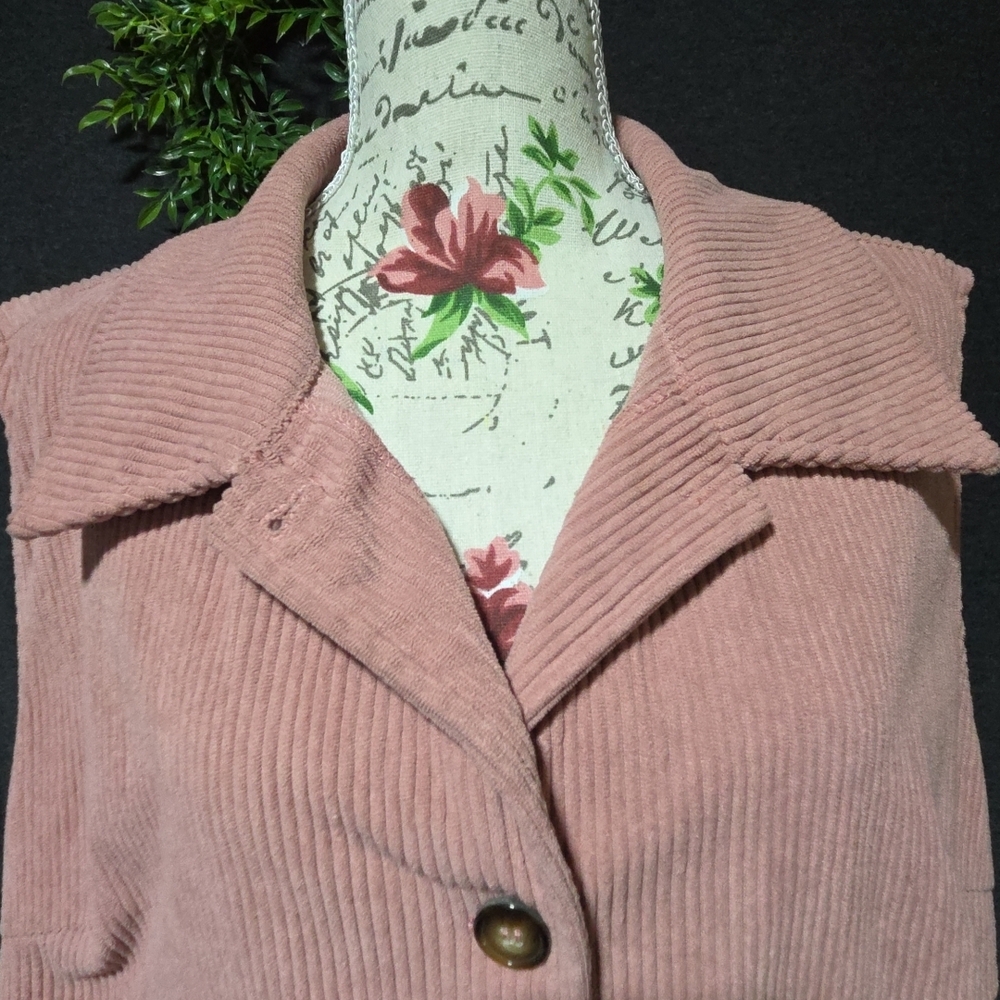 Pink Corduroy Sleeveless Jacket - Picture 3 of 5